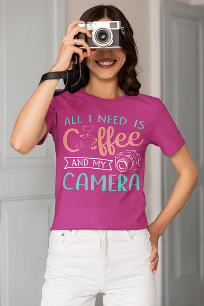All I Need is Coffee and My Camera-Dark colors Unisex t-shirt