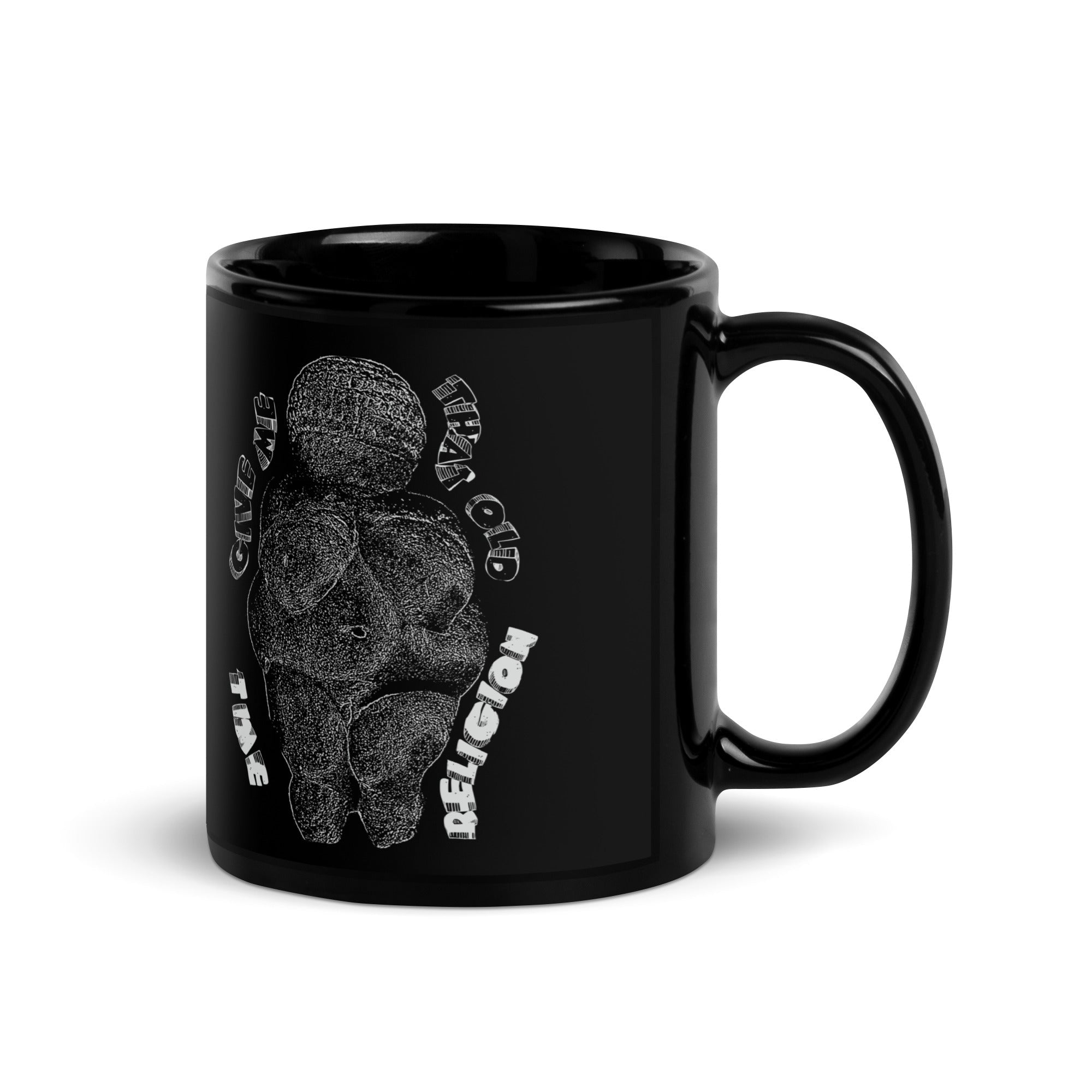 time religion black glossy mug