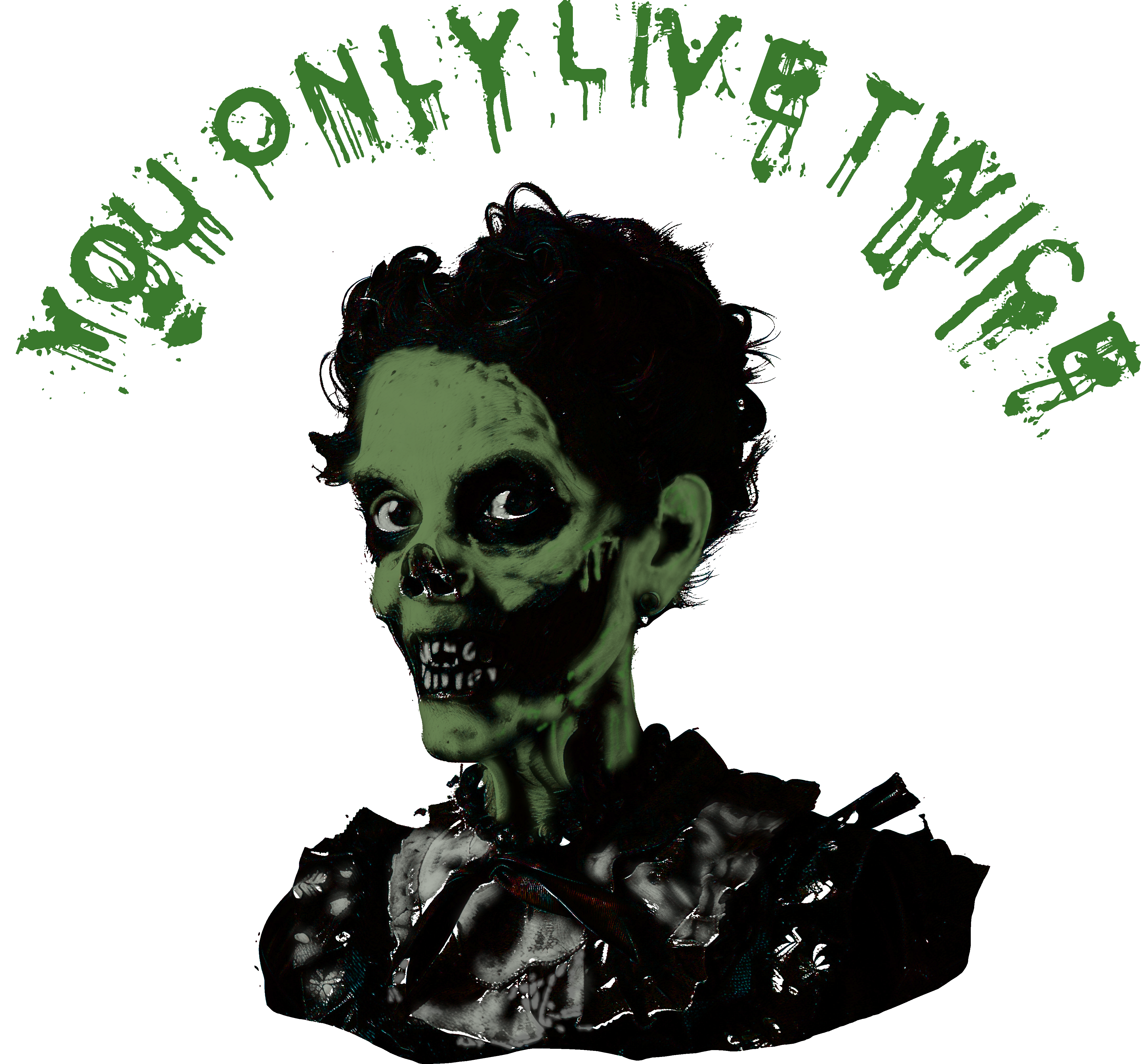 Vintage zombie design on "You Only Live Twice" unisex t-shirt.