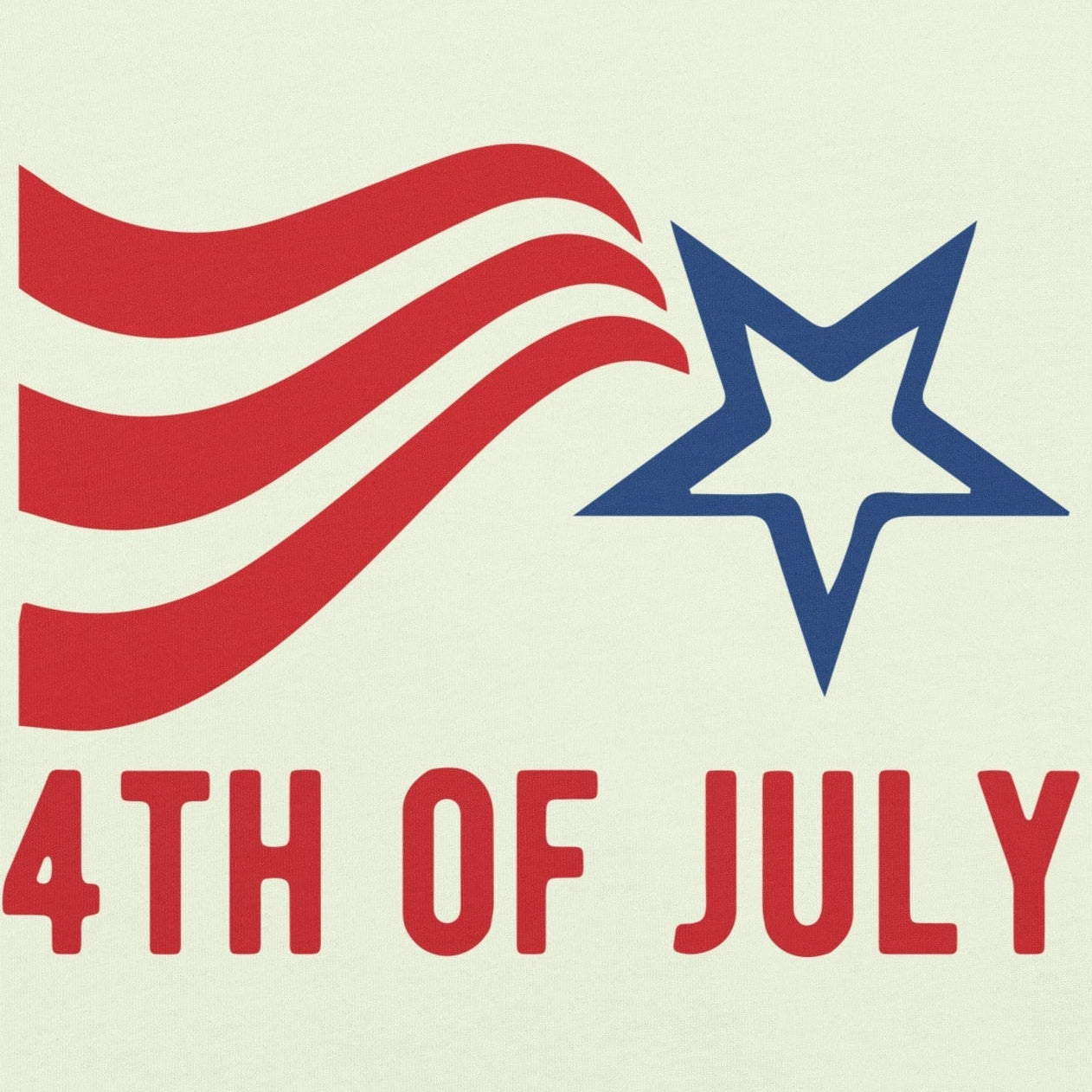 Fourth of July themed t-shirt design with red stripes and a blue star.