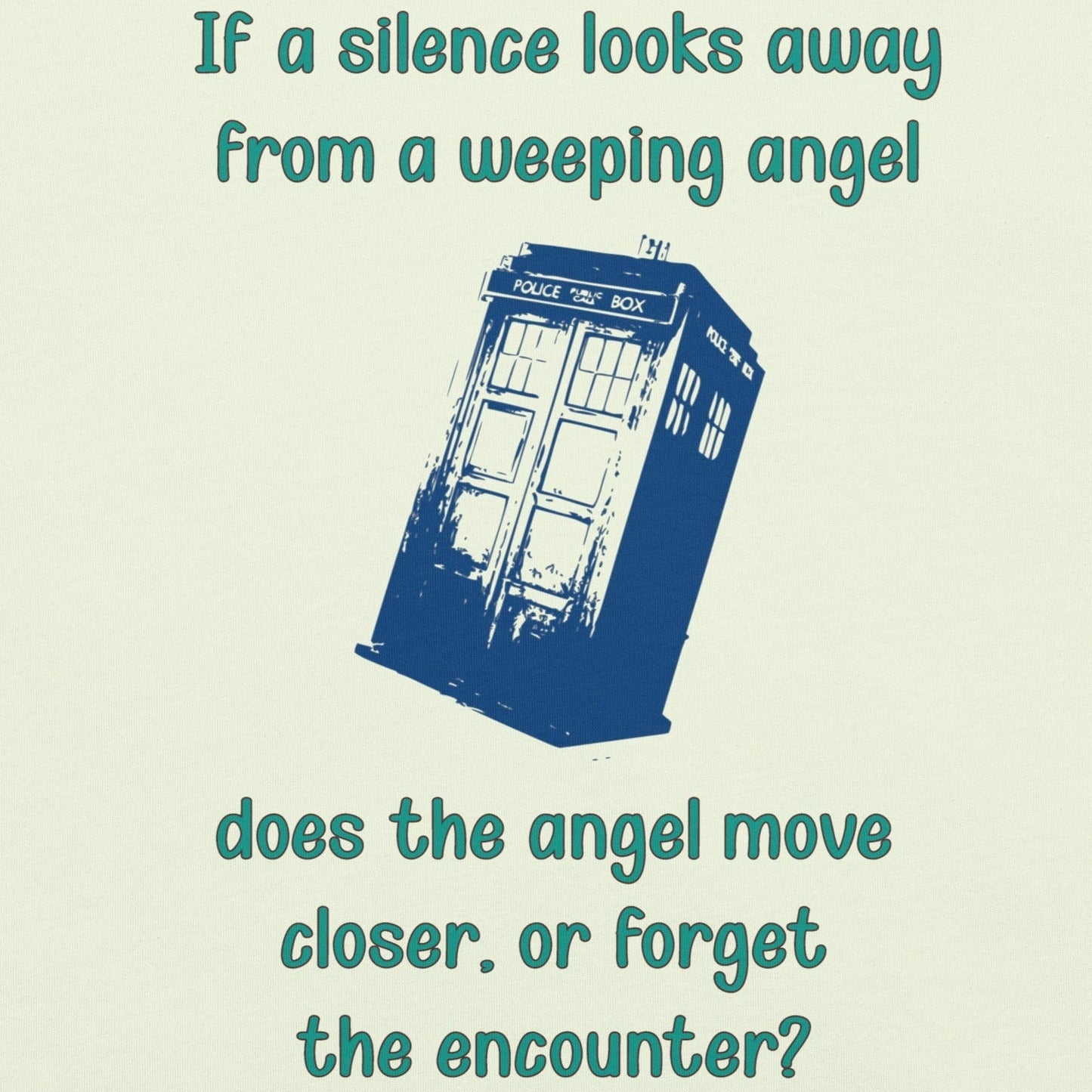 "Dr Who Silence vs Weeping Angel TARDIS graphic t-shirt with time-bending paradox theme"