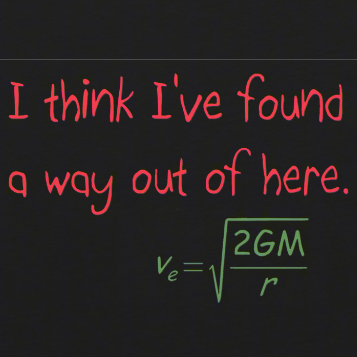 Escape Velocity Maternity T-shirt with scientific humor quote and formula.