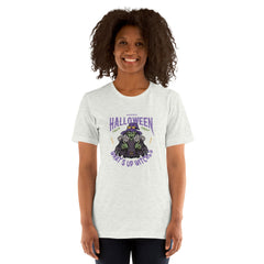 Unisex t-shirt with "What's up witches" Halloween design, soft and lightweight.