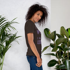 Unisex t-shirt with "I am not Weird" in purple text, soft and lightweight fabric.