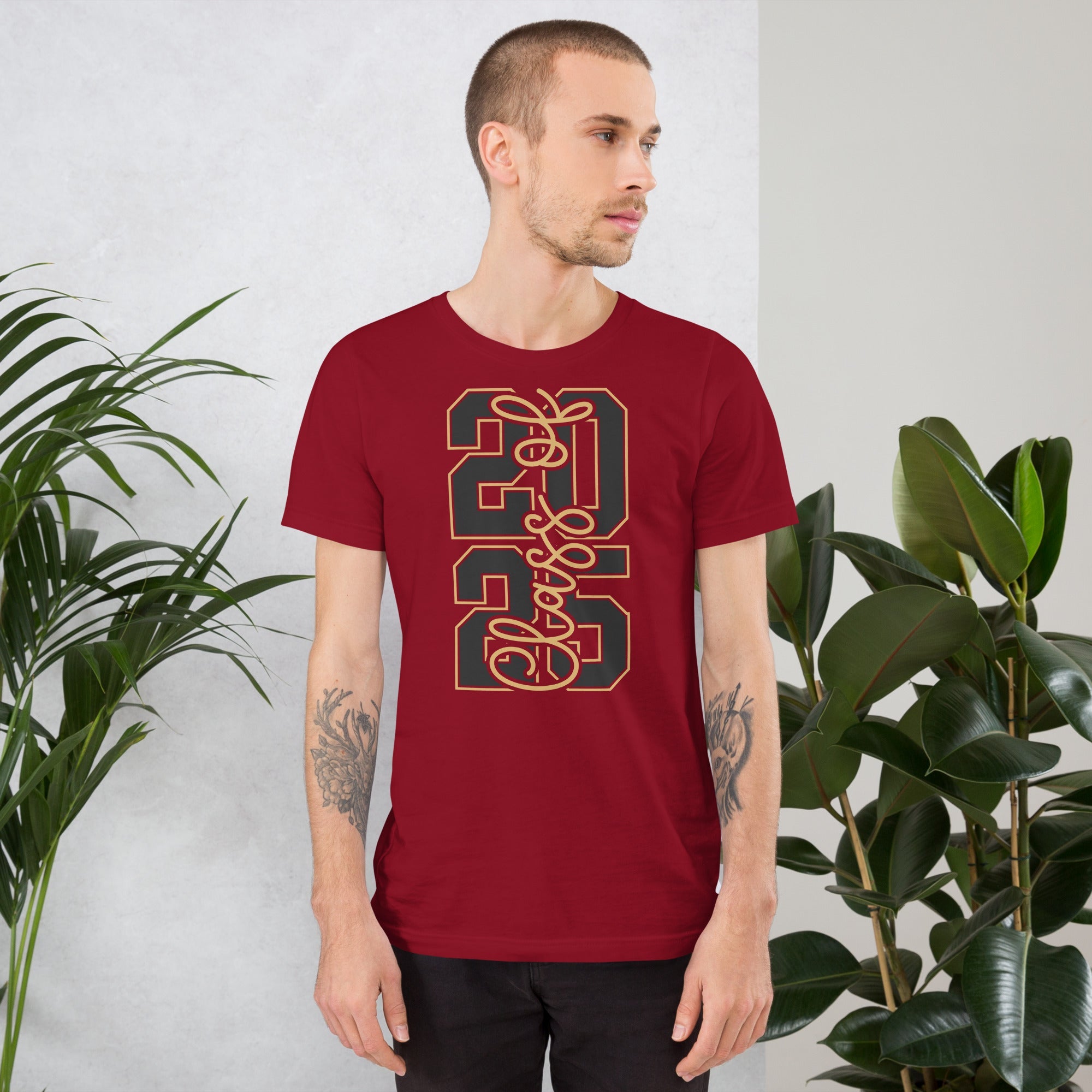 Class of 2026 vertical unisex t-shirt in red with bold graphic design, ideal for graduation celebrations.