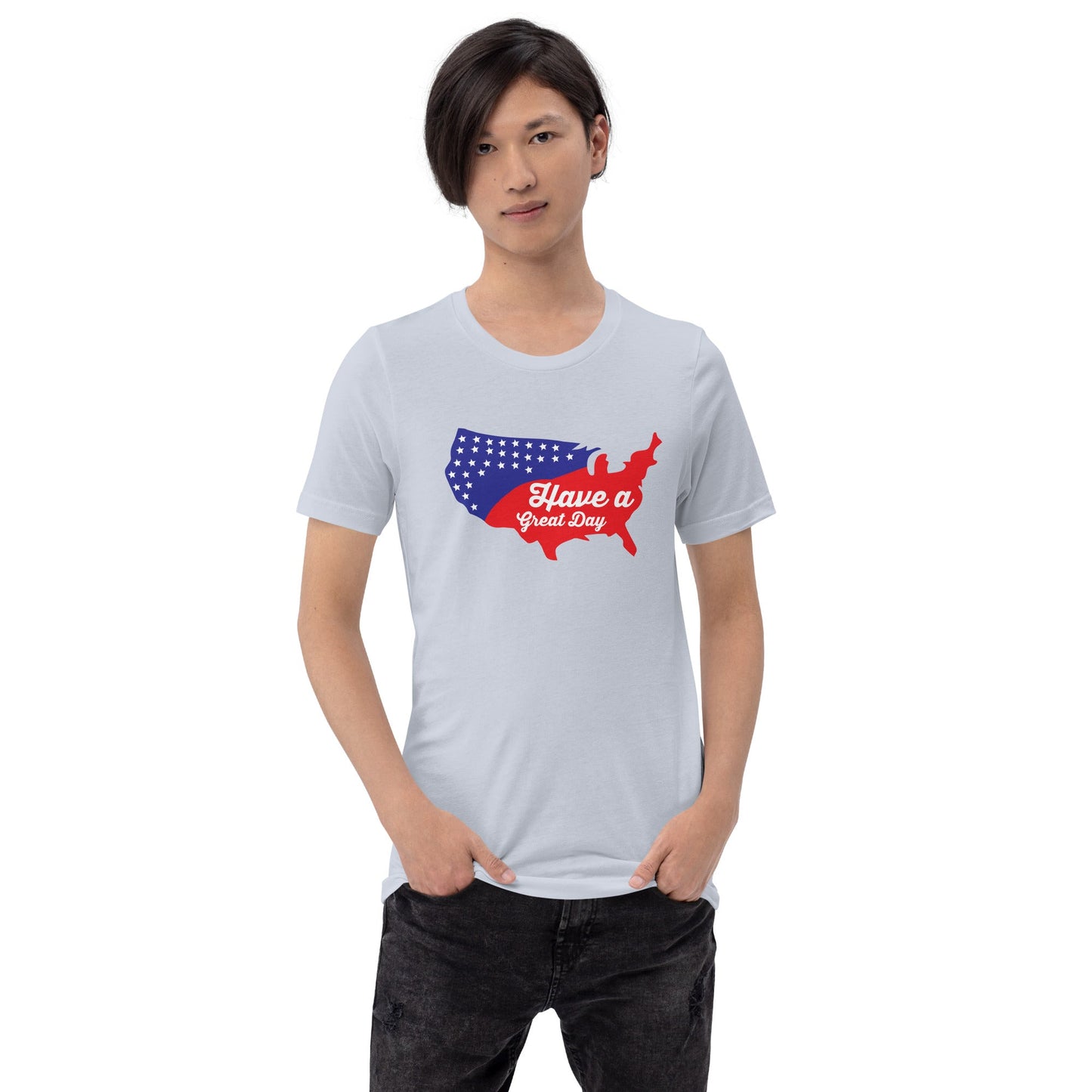 Unisex t-shirt with "Have a Great Day" print.
