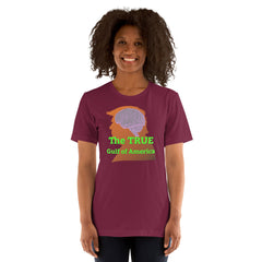 The TRUE Gulf of America unisex t-shirt, soft lightweight cotton, brain and heart design, comfortable fit.