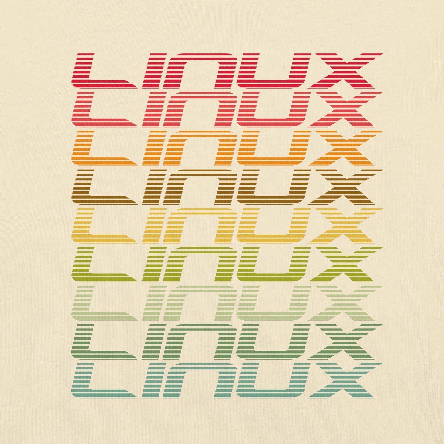 Multicolor Linux operating system unisex t-shirt design.