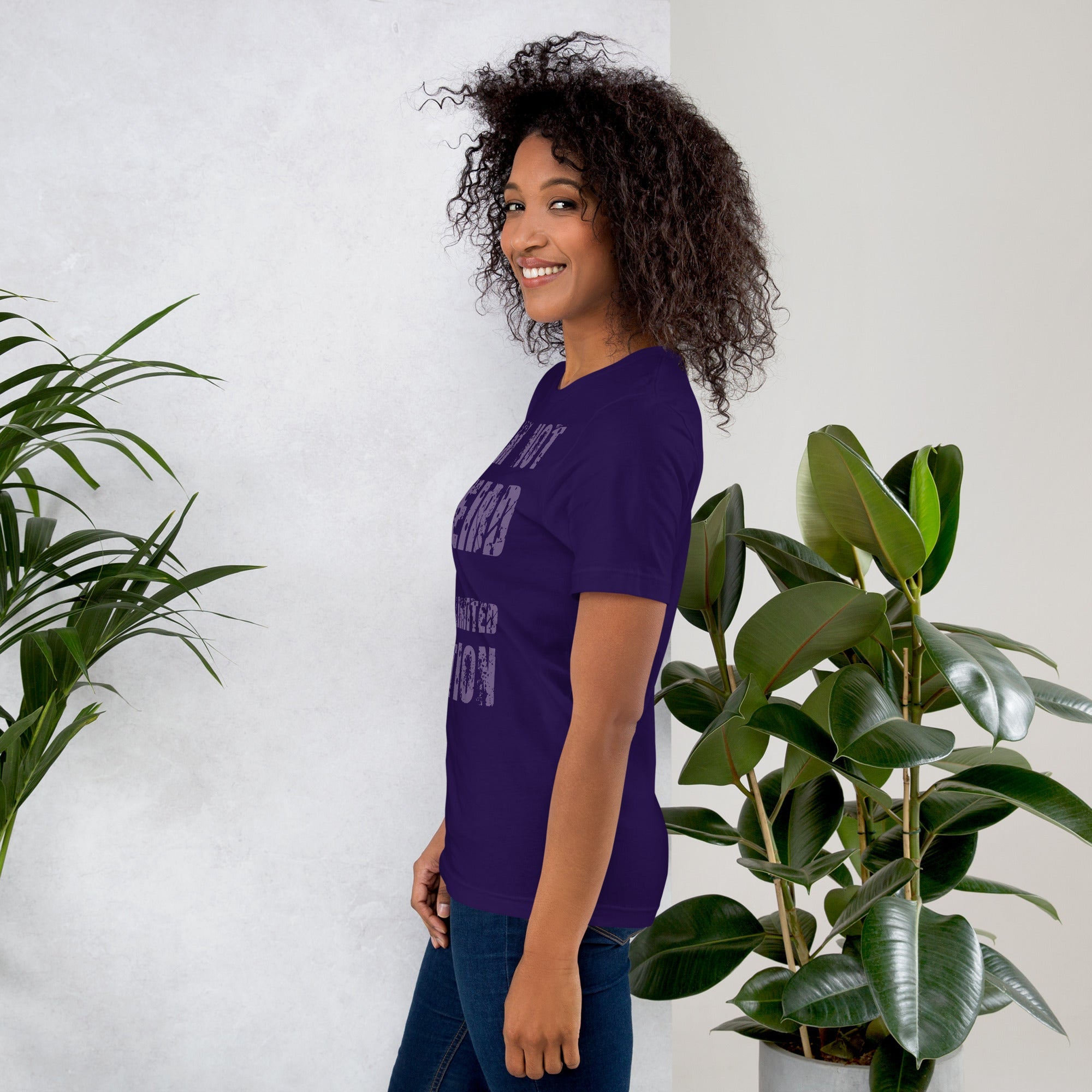 Unisex t-shirt with "I am not Weird" in purple text, soft and comfortable fabric.