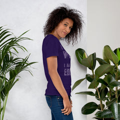 Unisex t-shirt with purple "I am not Weird" text, soft and lightweight fabric.
