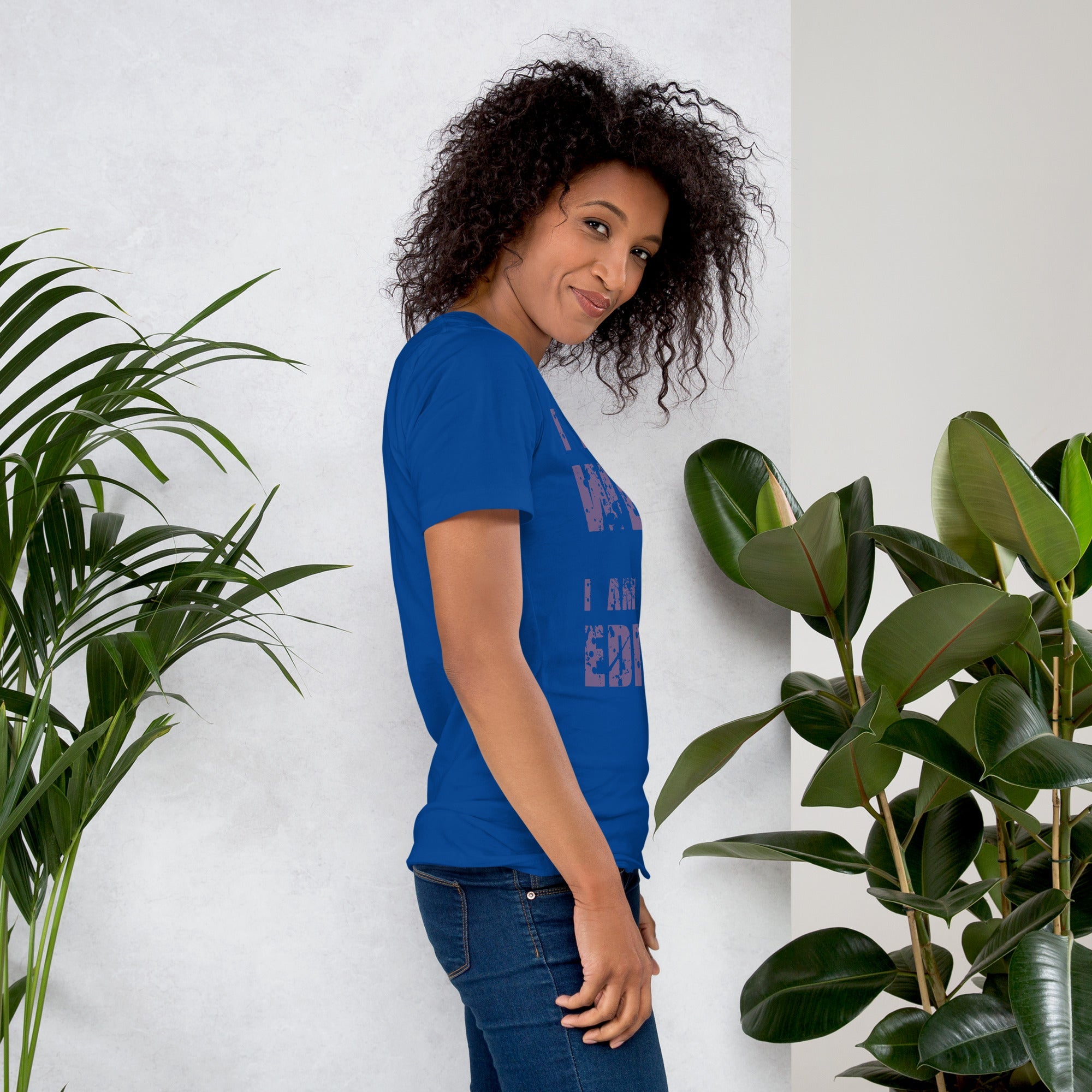 Unisex t-shirt with "I am not Weird" in purple text, soft and lightweight.