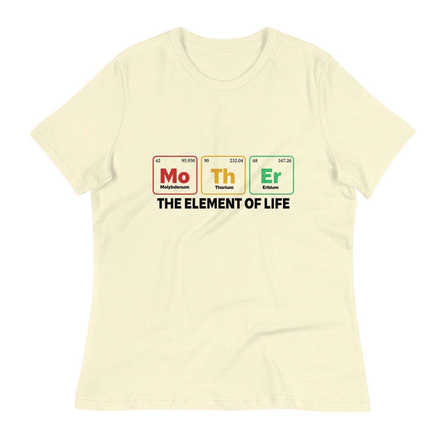 Women's T-shirt with "Mother - the Element of Life" design, cream color, relaxed fit.