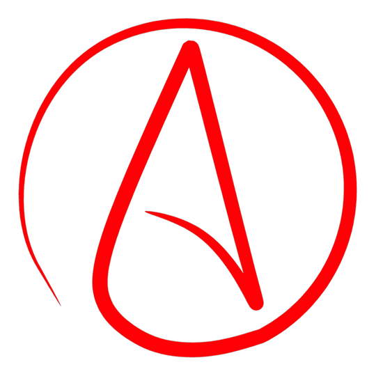 Atheist symbol - scarlet - Cork-back coaster