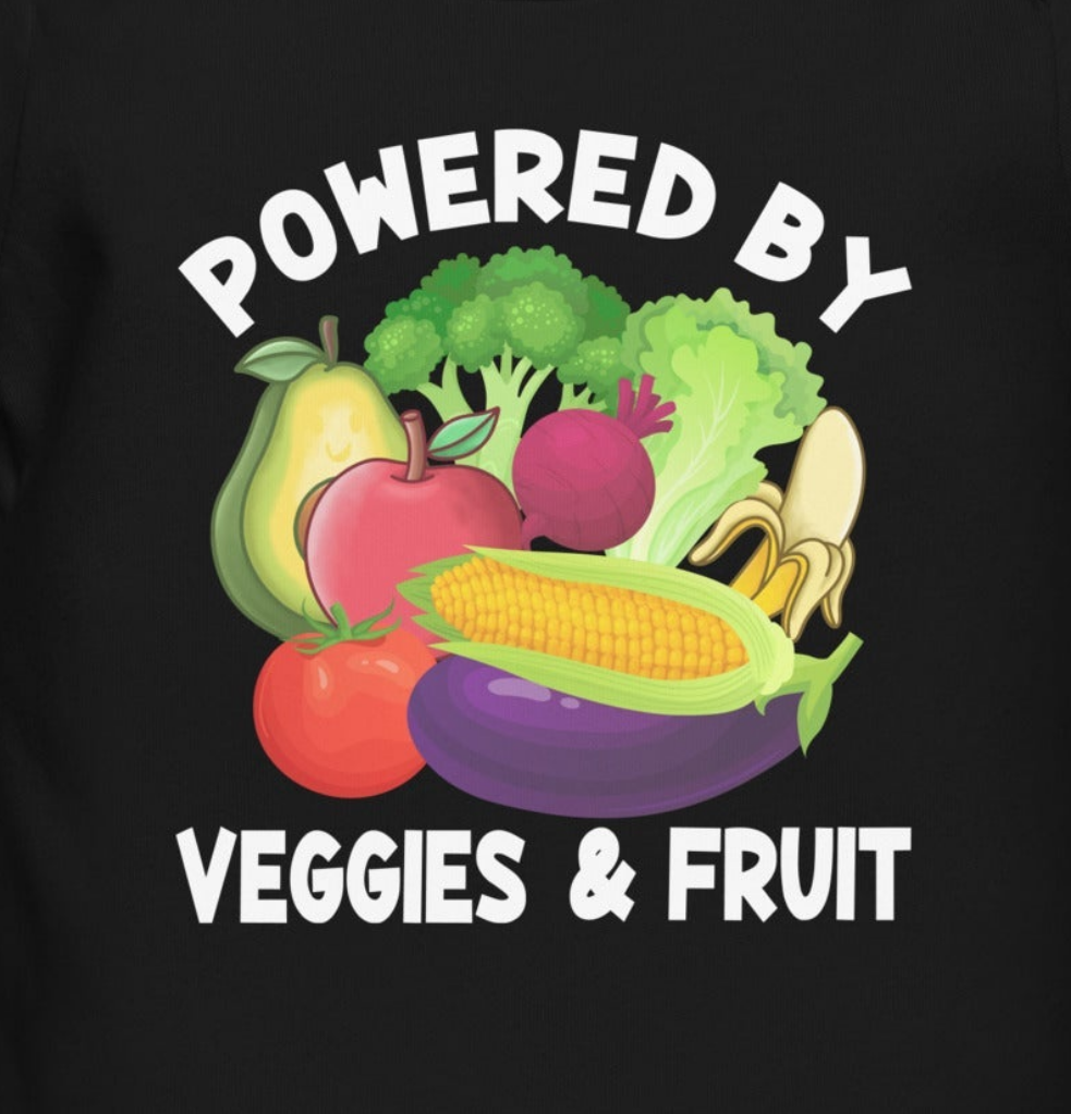 Powered by Veggies and Fruit Baby short sleeve one piece