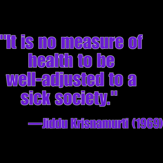 It is no measure of health to be well-adjusted to a sick society Unisex t-shirt