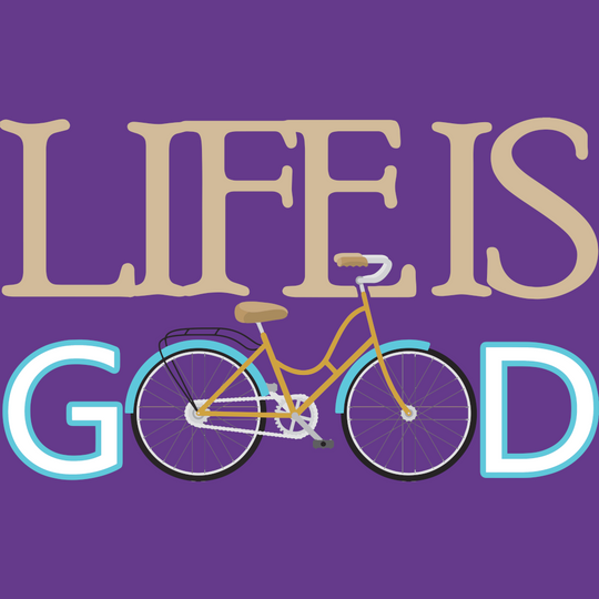 Life is good (with bike) White glossy mug