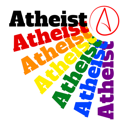 Rainbow Atheist with Atheist Symbol Cork-back coaster