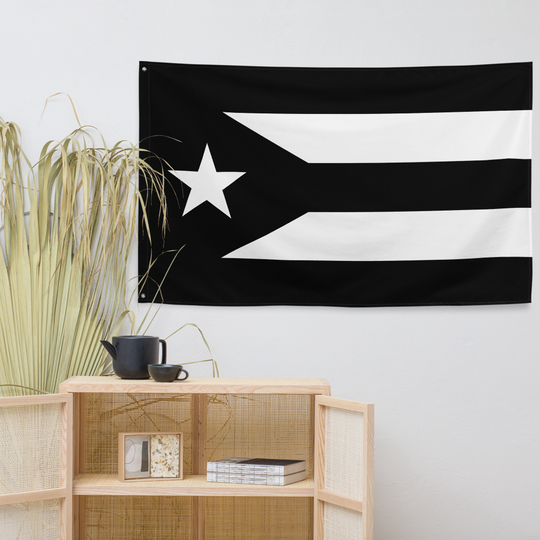 Borinquen flag  (Puerto Rican flag) - Black - Flag