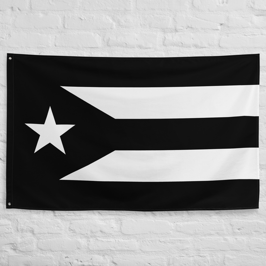 Borinquen flag  (Puerto Rican flag) - Black - Flag