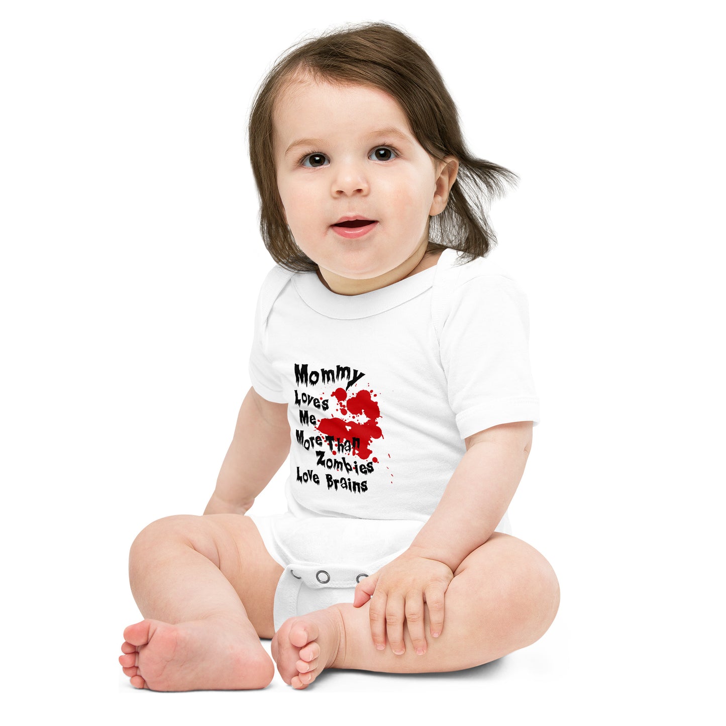 Mommy Loves Me More Than Zonbies Love Brains - Baby short sleeve one piece