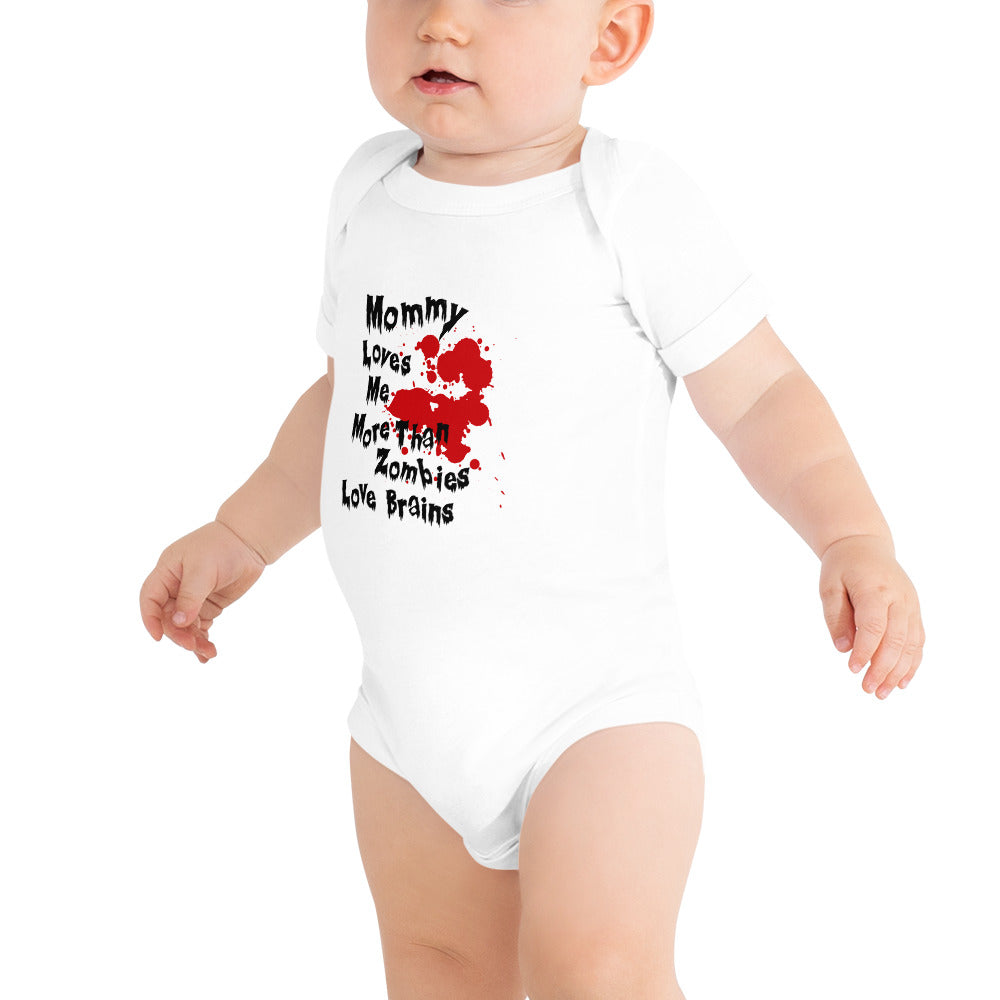 Mommy Loves Me More Than Zonbies Love Brains - Baby short sleeve one piece