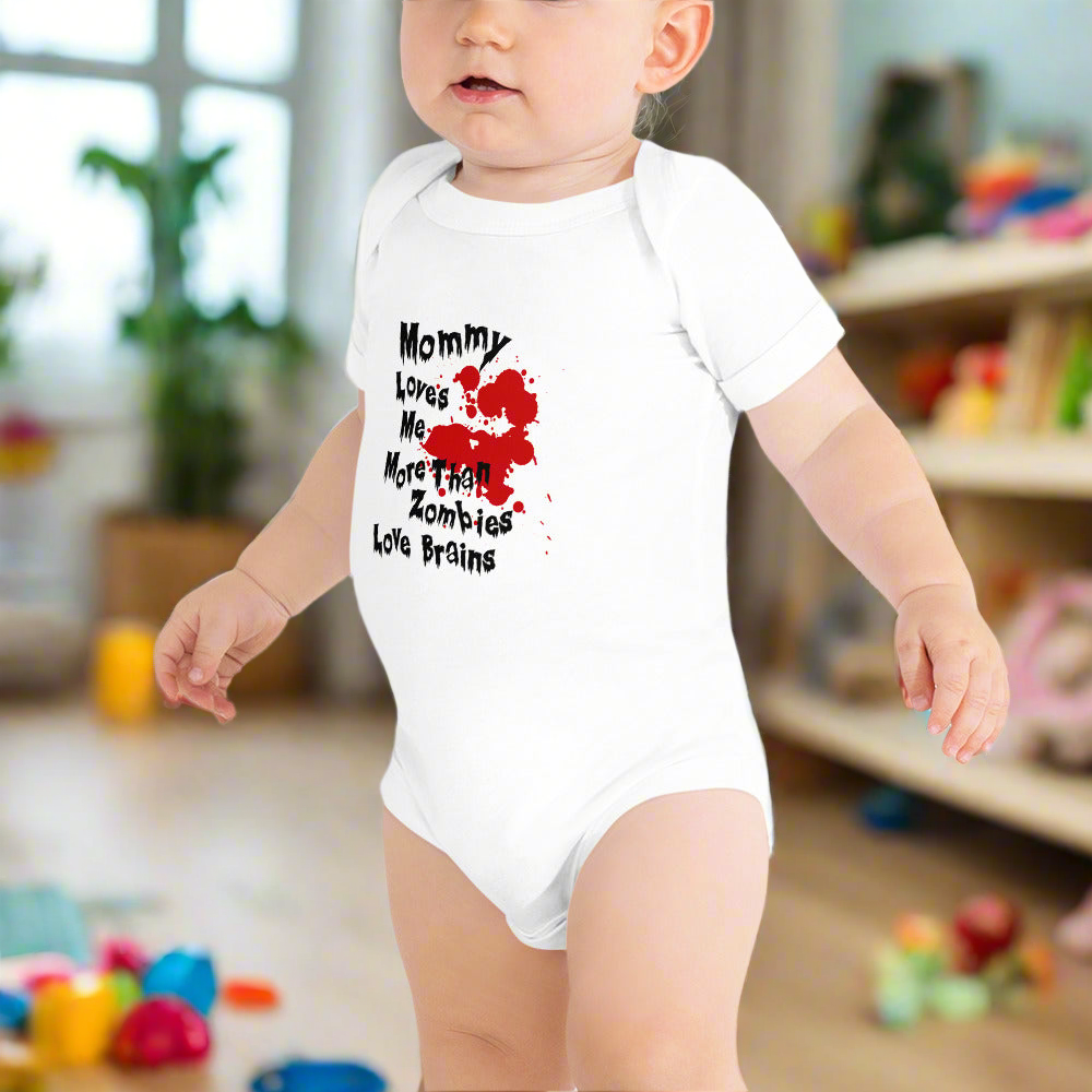 Mommy Loves Me More Than Zonbies Love Brains - Baby short sleeve one piece