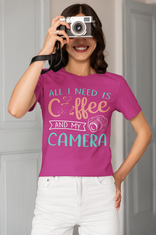 All I Need is Coffee and My Camera-Dark colors Unisex t-shirt