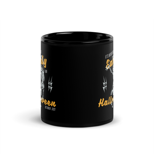 It's Never t Too Early For Halloween Black Glossy Mug