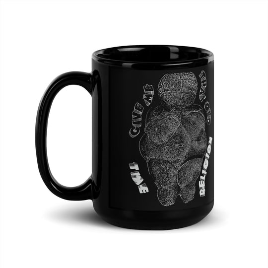 time religion black glossy mug