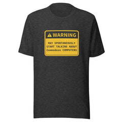 Retro OS Warning T-shirt with tech enthusiast disclaimer design in black color