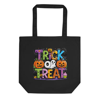 Trick or Treat Halloween Ghost Pumpkin eco Tote Bag