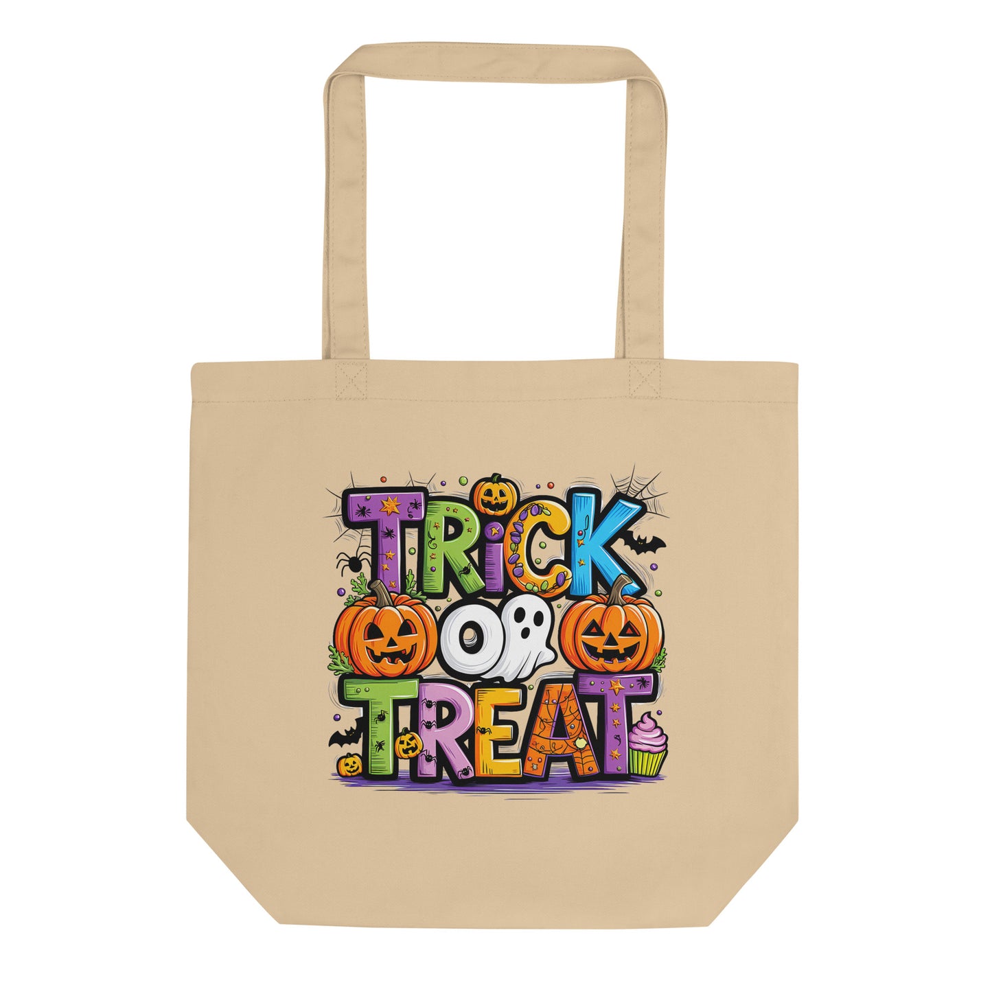 Trick or Treat Halloween Ghost Pumpkin eco Tote Bag