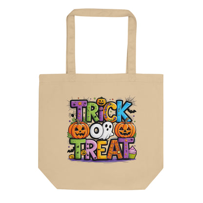 Trick or Treat Halloween Ghost Pumpkin eco Tote Bag