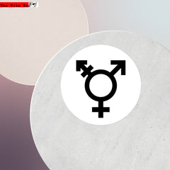 Black and white minimalist transgender symbol vinyl sticker on circular decal