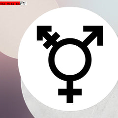Minimalist black and white transgender symbol vinyl sticker in a circular design