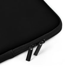 Shadow Edition Laptop Sleeve in deep charcoal tonal print on midnight black, minimalist and sleek design with padded zipper and faux fur lining.