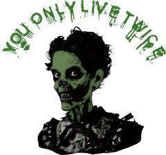 Vintage zombie design on "You Only Live Twice" unisex t-shirt.