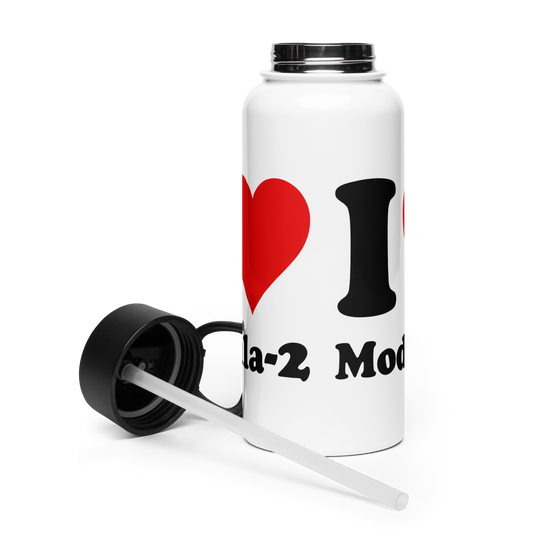 I Love Modula-2 (printed both sides) Stainless steel water bottle with a straw lid
