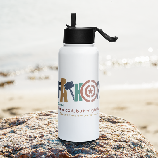 Fathor - Like a Dad, but mightier Stainless steel water bottle with a straw lid