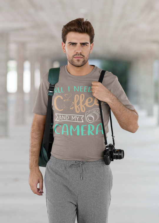 All I Need is Coffee and My Camera-Light colors Unisex t-shirt
