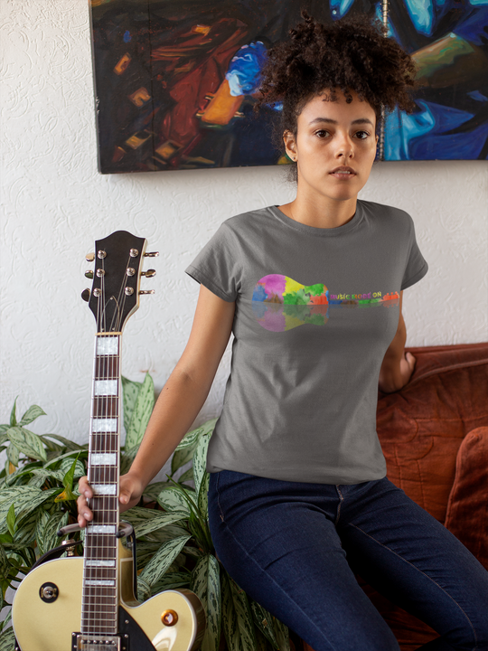 Rainbow Splotch Guitar-Music Mode On Unisex t-shirt