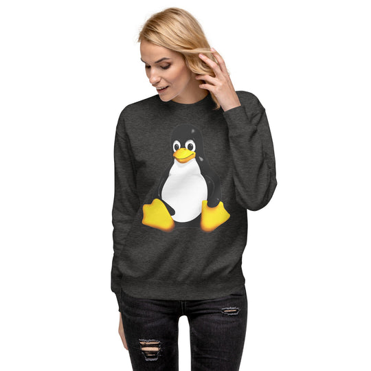 Unisex premium sweatshirt featuring Tux, the Linux mascot, for open-source enthusiasts.