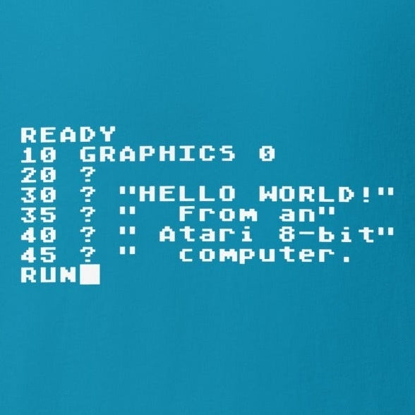 Atari 8-bit 8K BASIC 'Hello World' Unisex T-shirt