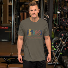 Unisex dark t-shirt featuring "Fathor - Like a dad, but mightier" design, ideal for Father's Day gift.