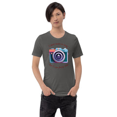 Unisex t-shirt with camera graphic and text "I don't want to brag, but I can freeze time".