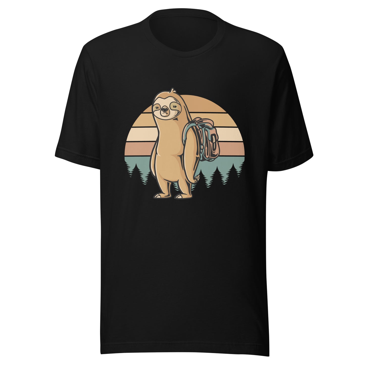 Sloth Hiking through Evergreen Forest Unisex t-shirt