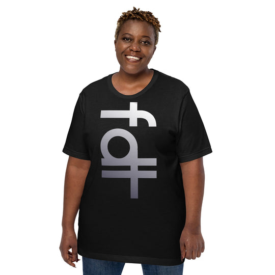 Black unisex FDT portrait t-shirt with bold gray lettering, comfortable fit.