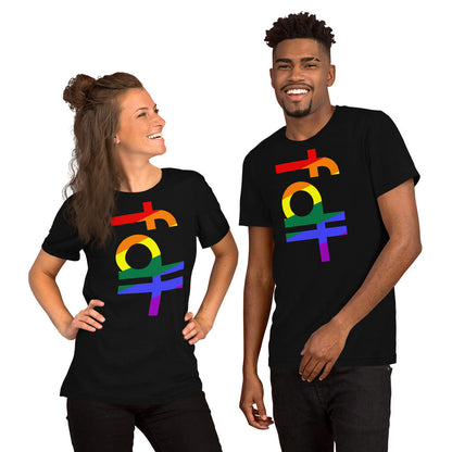Unisex t-shirt featuring fdt pride colors design, soft and lightweight fabric, suitable for all adults.