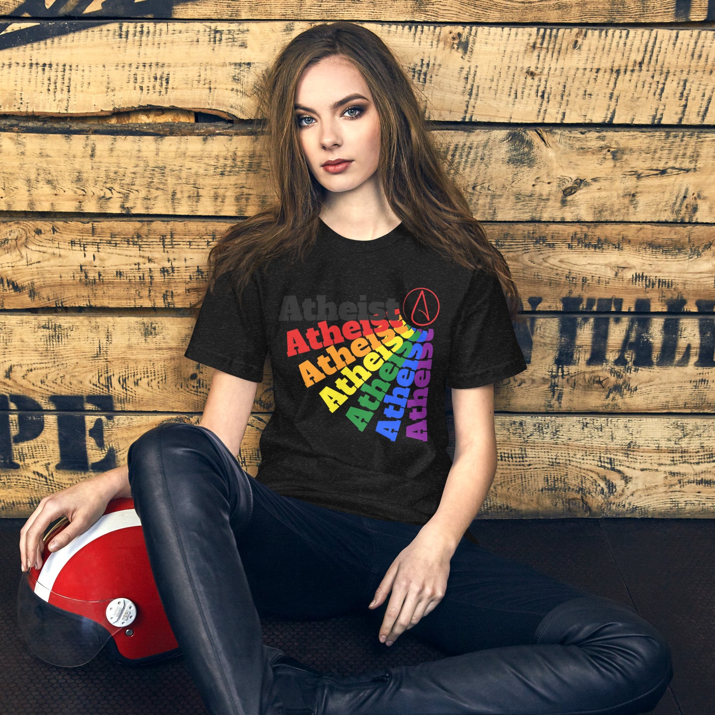 Rainbow Atheist with Atheist symbolUnisex t-shirt