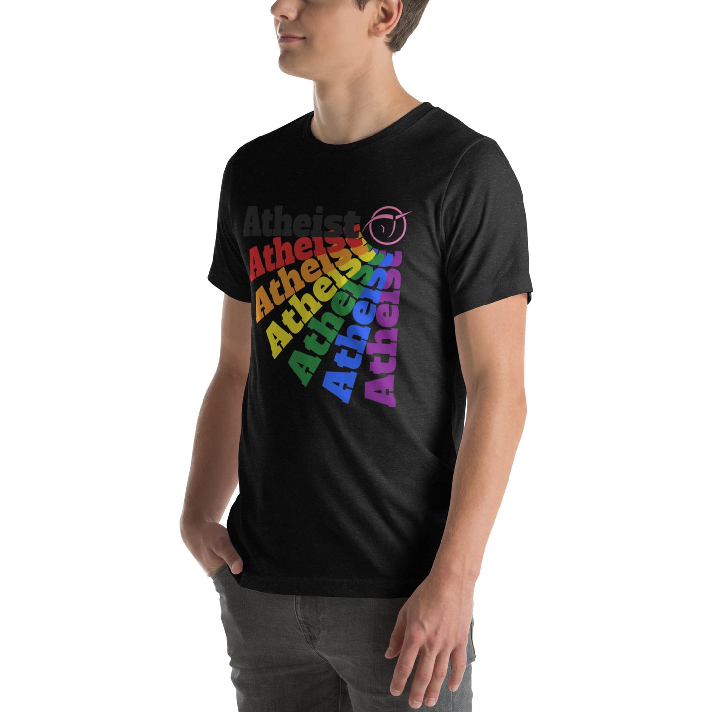 Rainbow Atheist with Invisible Pink Unicorn Unisex t-shirt